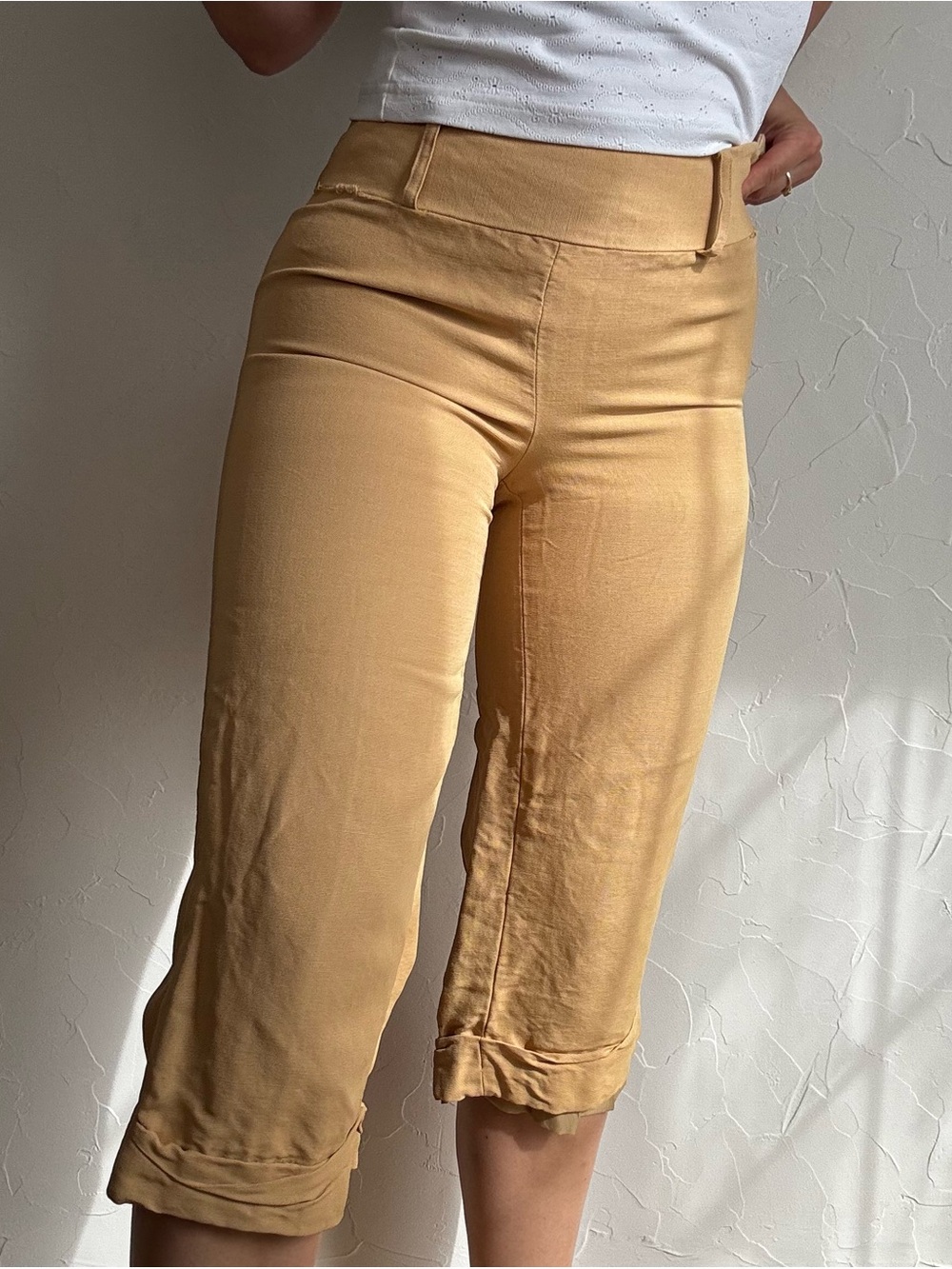 Anne Klein Cropped Wide Leg Pants Neutral Minimalist Workwear